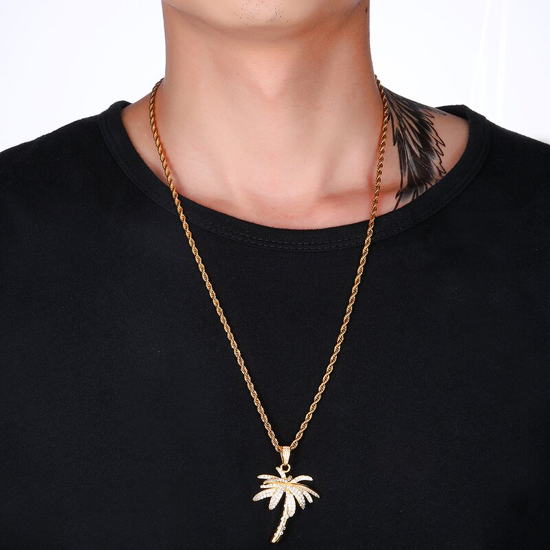 Brass Palm Tree Pendant Manufacturer - Iced Out Trend for Men Hip Hop