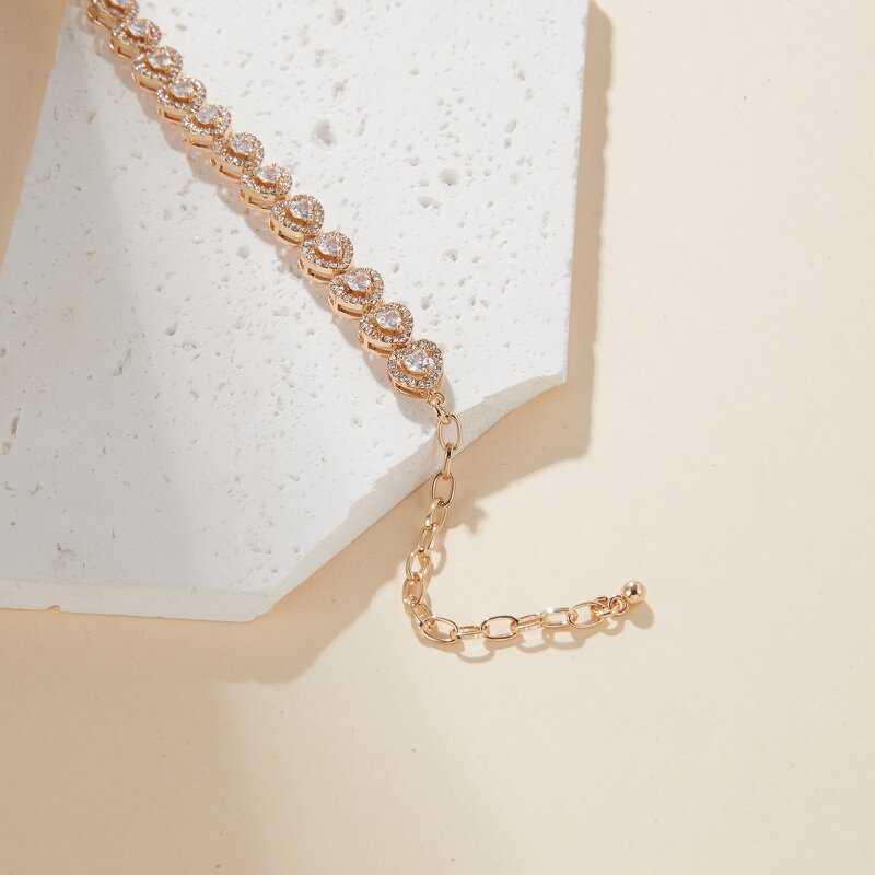 Summer Icy Silver Diamond Anklets Manufacturer - Cuban Heart Cluster Gemstone