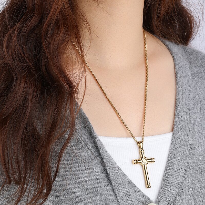 Waterproof Cross Pendant Necklace Manufacturer - PVD Gold Plated 316L Stainless Steel