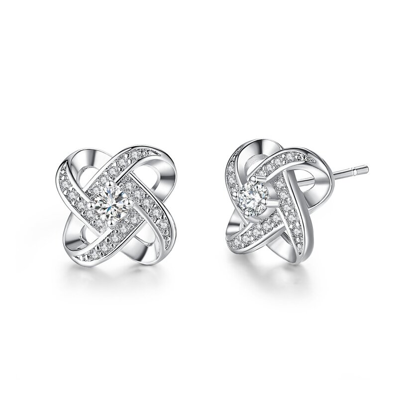 Diamond Spin Female Earrings Factory - Daily Gift Zircon Prong Setting Brass