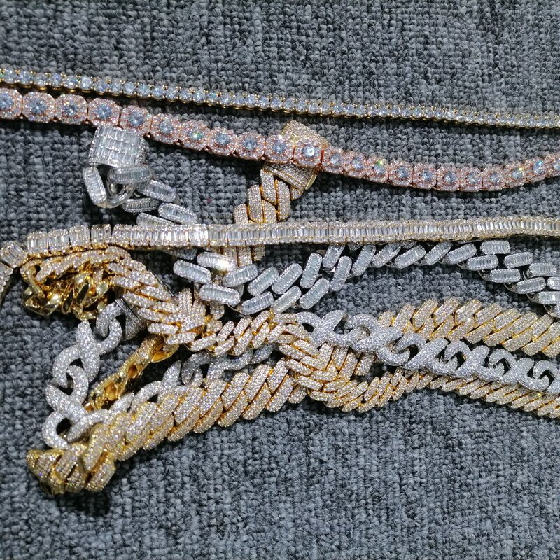 Hip Hop Icy Jewelry Necklace Factory - Prong Cuban Link Chain 925 Silver Vermeil