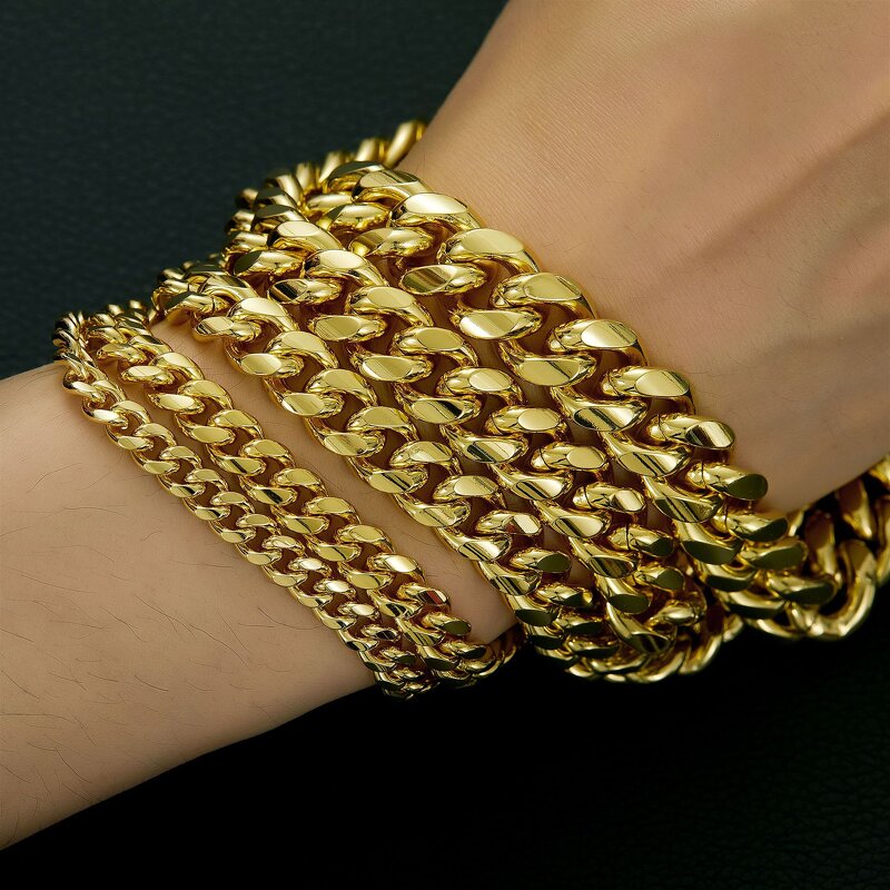 Fashion Stainless Steel Cuban Bracelet Factory - Chunky Miami Curb Chain with CZ