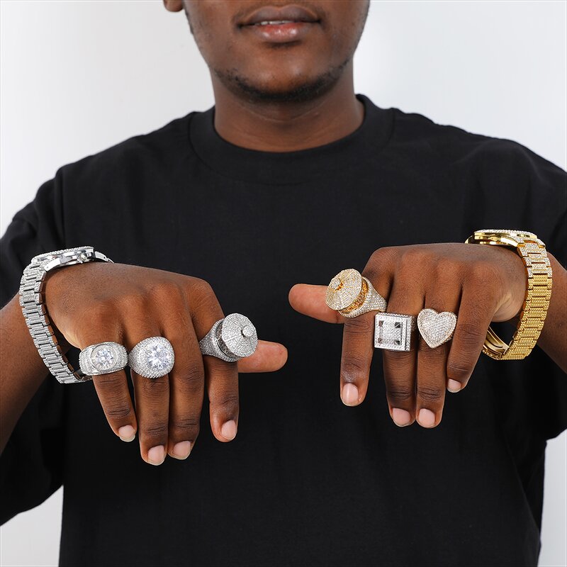 Hip Hop Jewelry Ring Manufacturer - Heart Star Cross Moon Shape Cuban Big