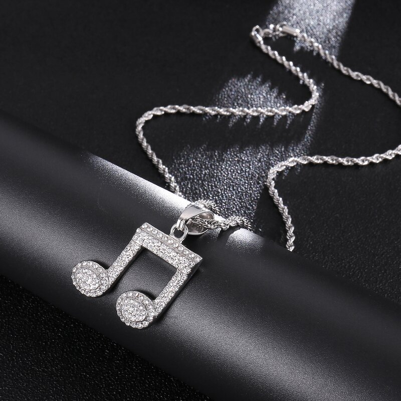 Stainless Steel Music Note Pendant Factory - Micro Paved Iced Out for Men Women