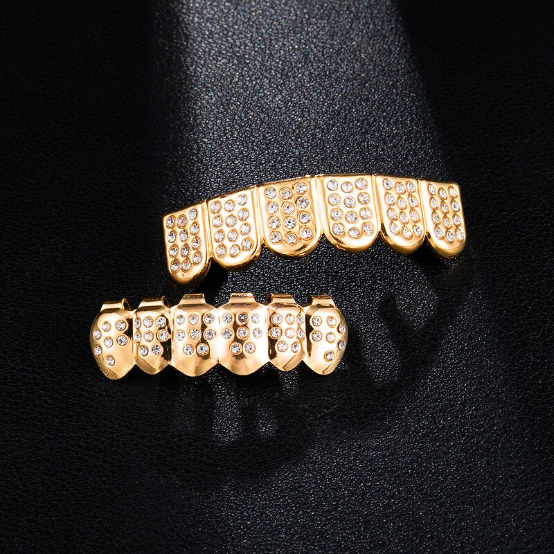 Double Zirconia Grillz Manufacturer - Two Teeth Top for Men Rapper Wholesale