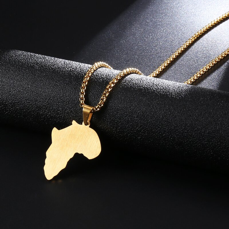 Stainless Steel Africa Map Pendant Manufacturer - Hip Hop Necklace for Men