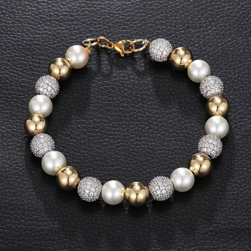 Imitation Pearl Chain Hip Hop Set Manufacturer - Gold Plated Iced Out Diamond