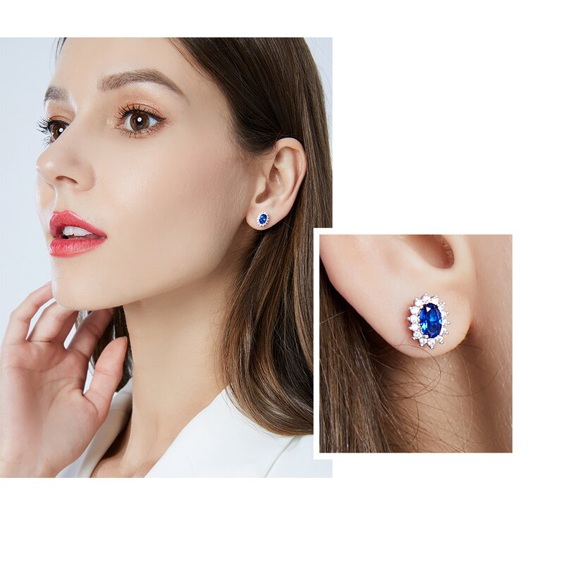 S925 Sterling Silver Flower Earrings Manufacturer - Kashmiri Silver Velvet Blue