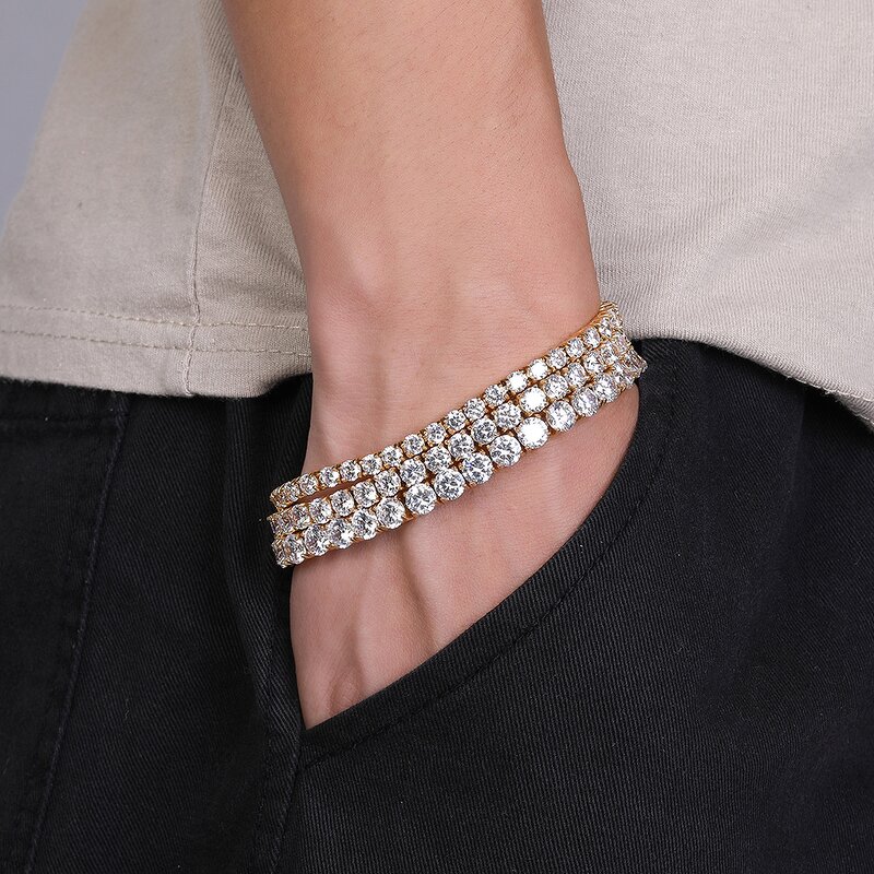Single Row Rhinestone Bracelet Manufacturer - 5mm Iced Out Tennis Charm Hip Hop
