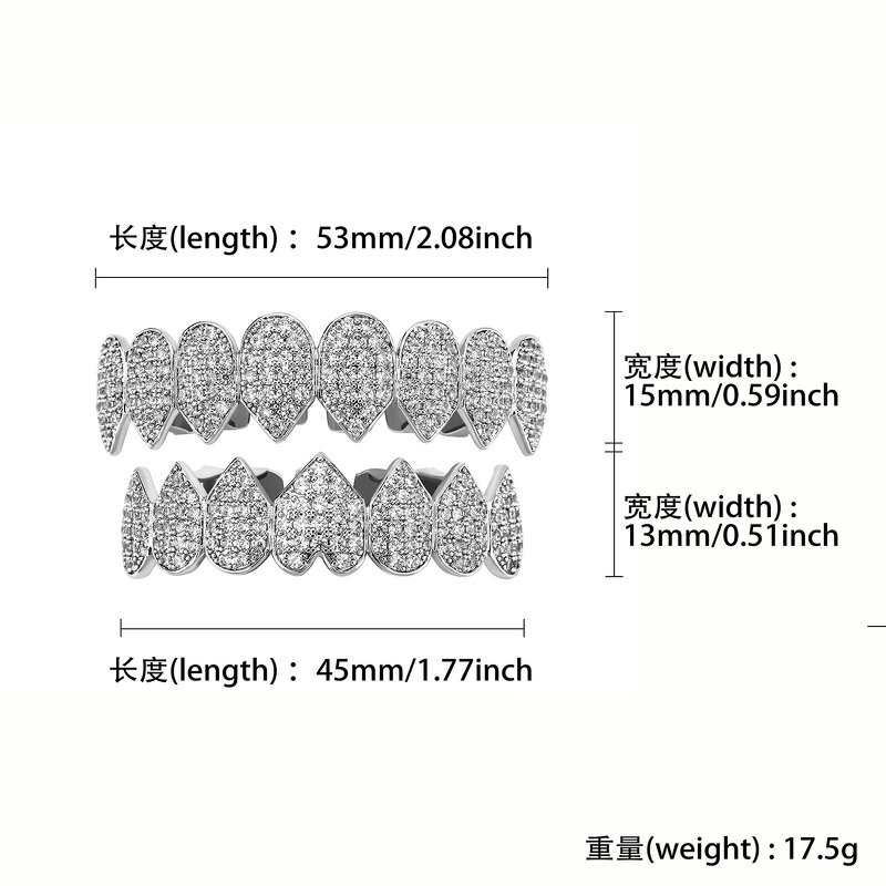 Mouth Grillz Factory - 14K White Gold Plated Iced Cubic Zirconia Teeth