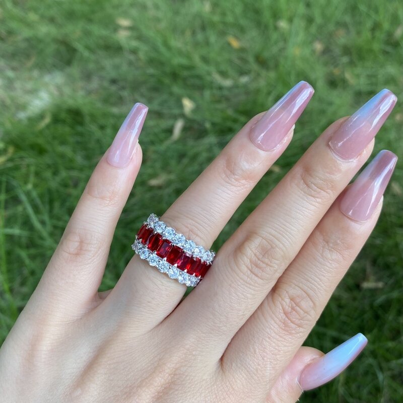 Luxury Jewelry Ring Factory - 8A Cubic Zirconia Icy Ruby Diamond Colored Gemstone