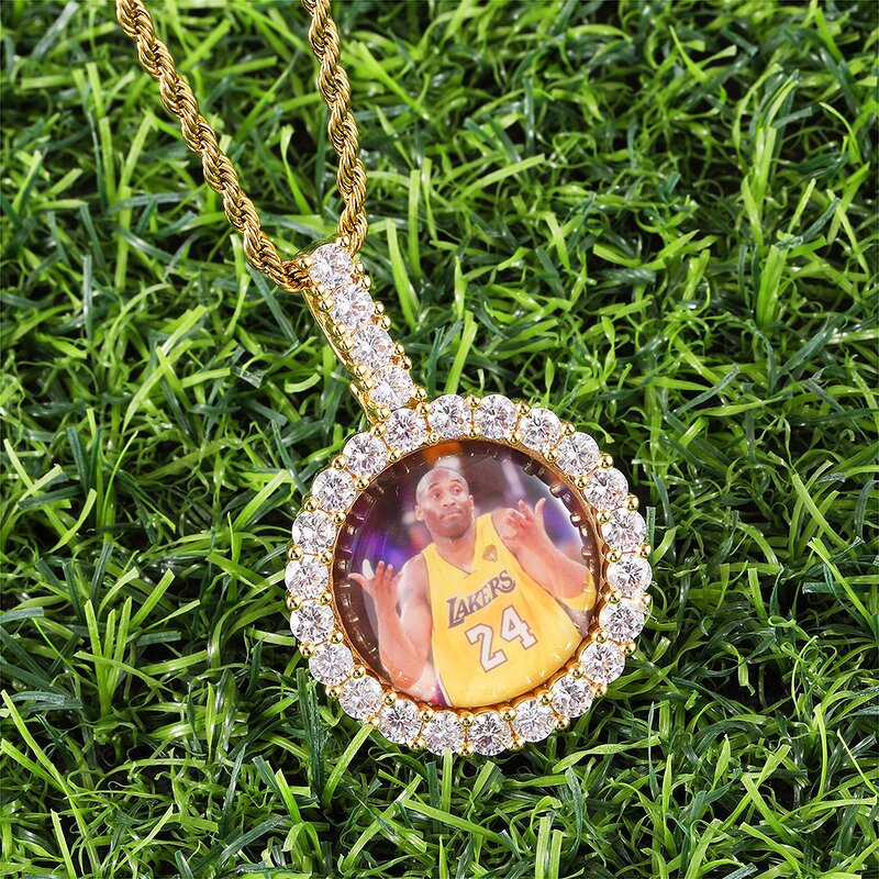 Hip Hop Custom Circle Picture Necklace Factory - Iced Cubic Zirconia Round Photo