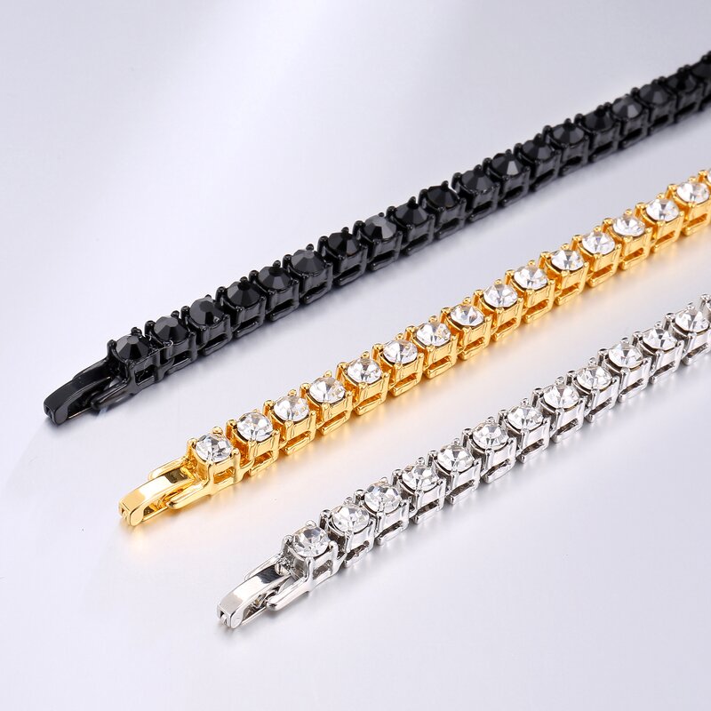 Single Row Rhinestone Bracelet Manufacturer - 5mm Iced Out Tennis Charm Hip Hop