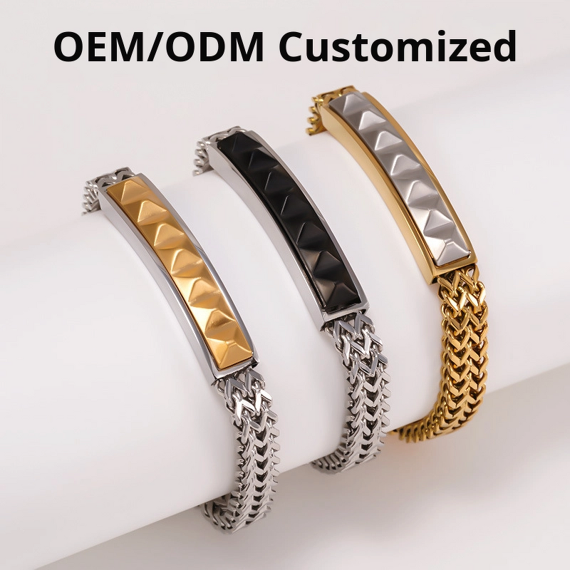 European Fashion Punk Bracelet Manufacturer - Hip-Hop Denim Titanium Steel Geometric