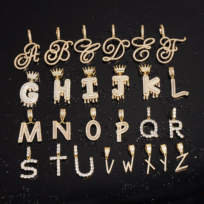 Hip Hop Cubic Zircon Letters Necklace Factory - Custom Alphabet Pendant Iced Out
