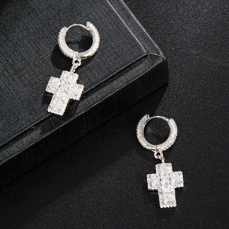 Crystal Zircon Brass AK47 Earring Factory - Hip Hop for Men Iced Out Bling