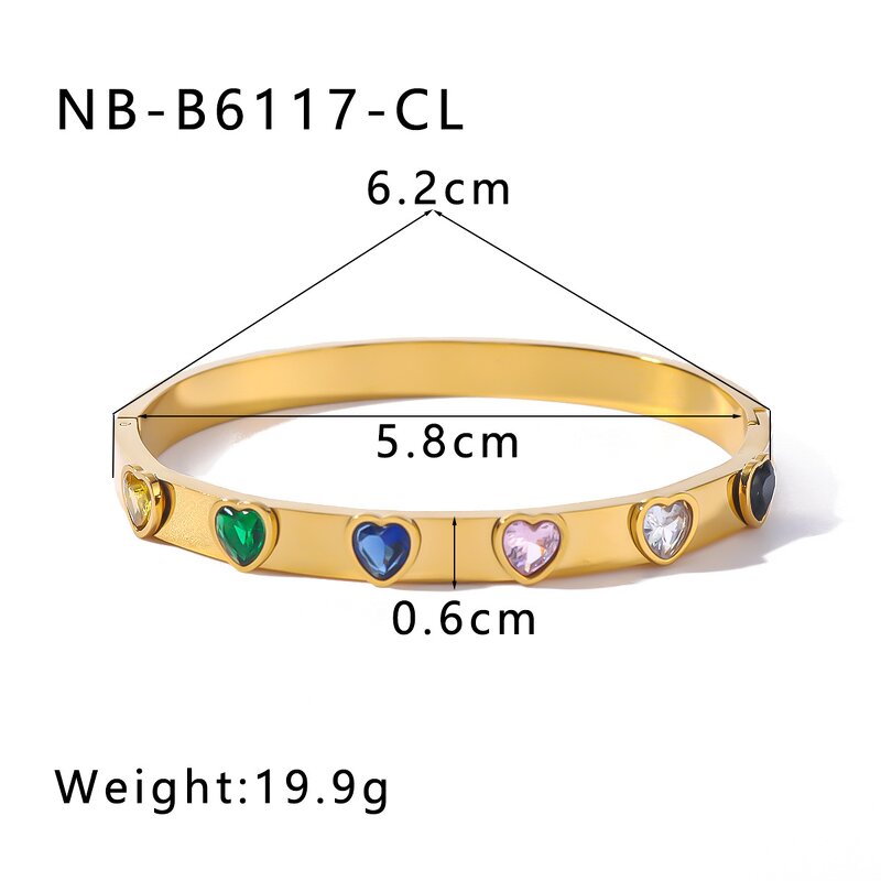 Luxury Stainless Steel Crystal Bracelet Manufacturer - 18K Gold Plated Heart Bangle