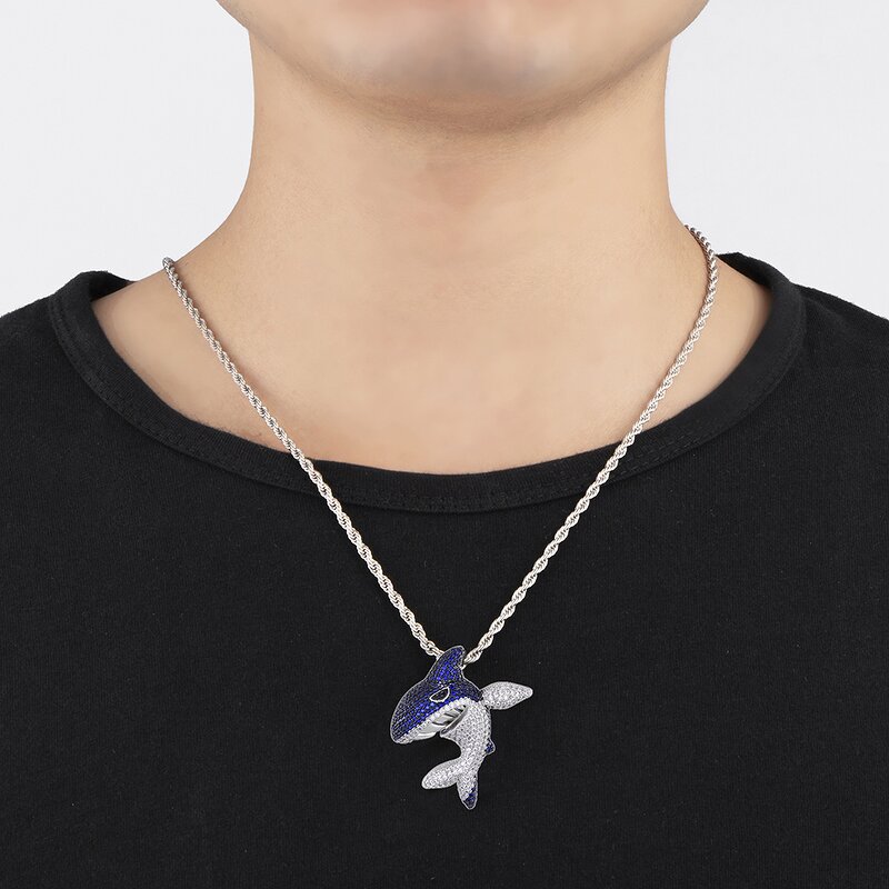 Brass Shark Pendant Factory - Iced Out Trend for Men Hip Hop Rapper
