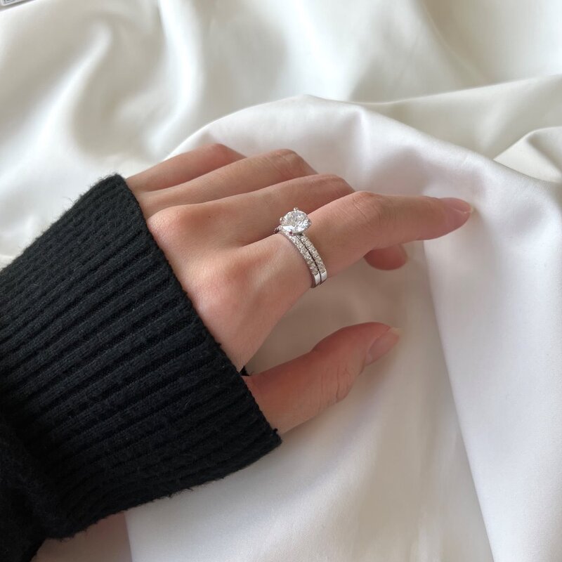 Iced Out Fashion Jewelry Ring Manufacturer - CZ Zircon Gold Plated 925 Couple Ring