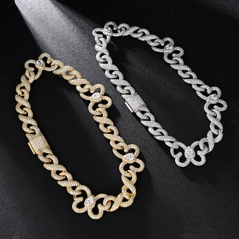 Iced Out Miami Cuban Butterfly Necklace Factory - 15mm Gold Silver Chain