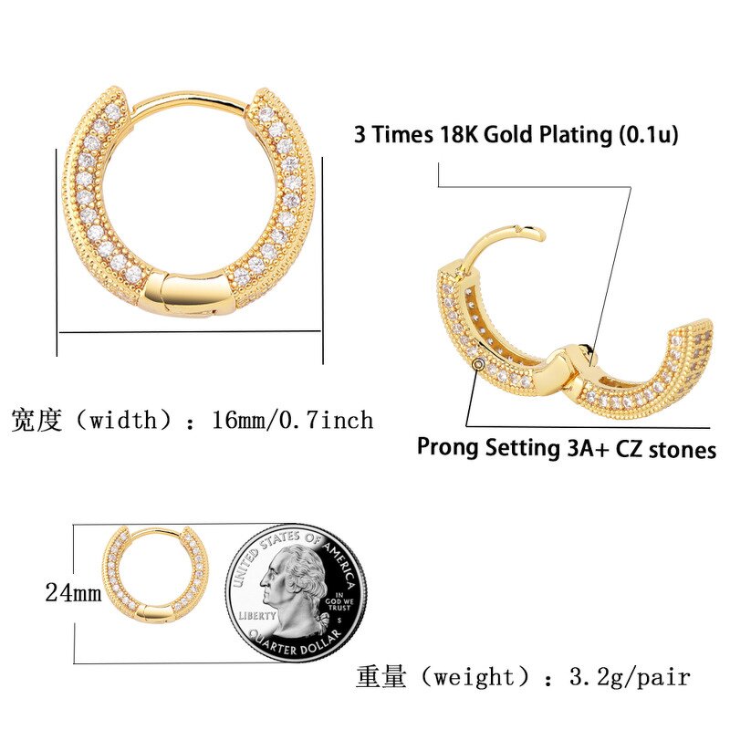 Brass Round Stud Earrings Manufacturer - Iced Out Hip Hop Bling for Men