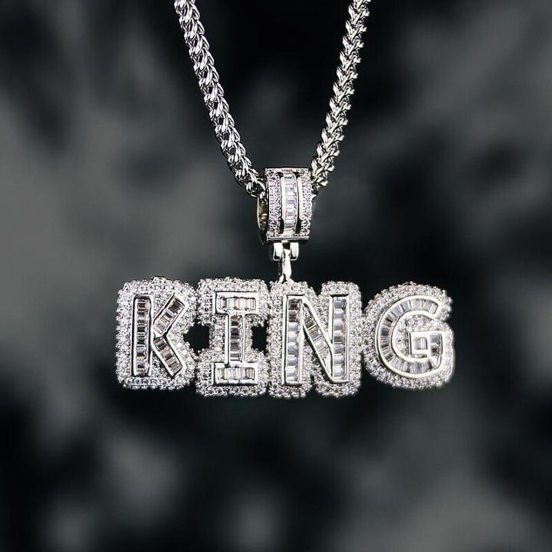 Rapper Style Hip Hop Jewelry Pendant Manufacturer - Iced Out CZ Custom Name Baguette