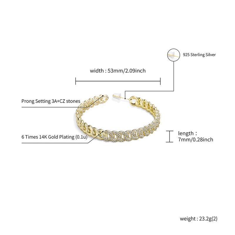 Hip Hop Jewelry Hoop Earrings Factory - Large Cuban Link Chain Yellow Gold