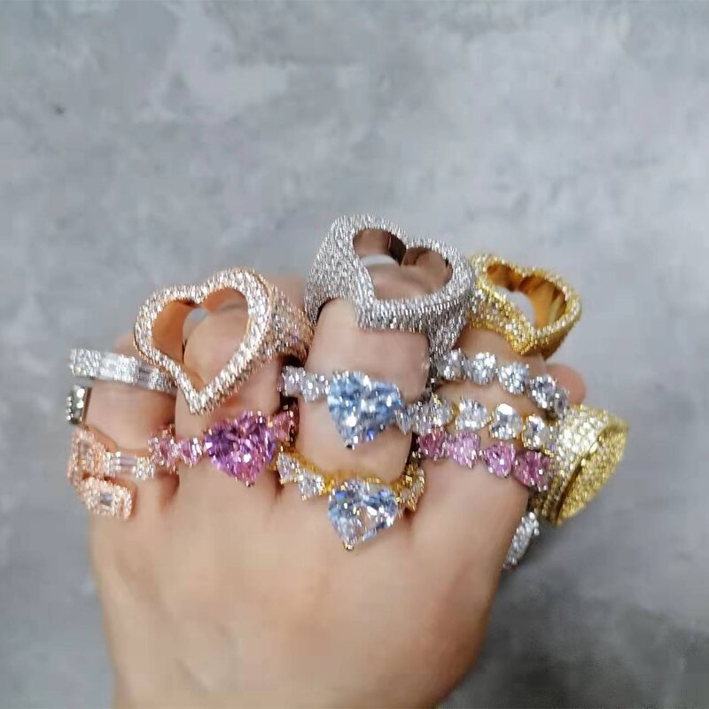 Iced Out Hip Hop Ring Manufacturer - Eternity Heart Band Chunky Diamond