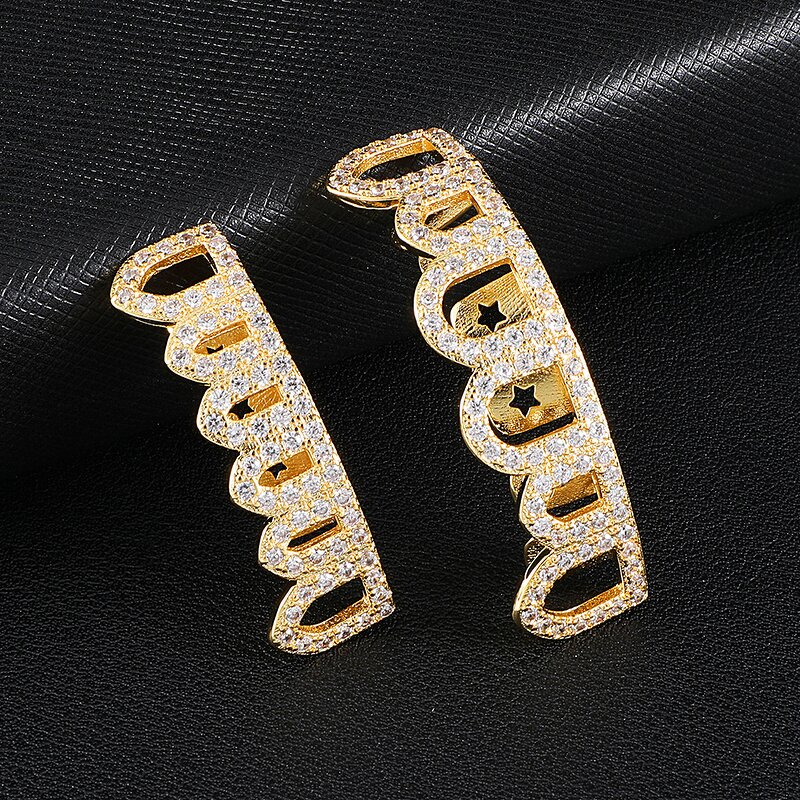 Double Zirconia Caps Grillz Factory - Two Teeth Top for Men Rapper Wholesale