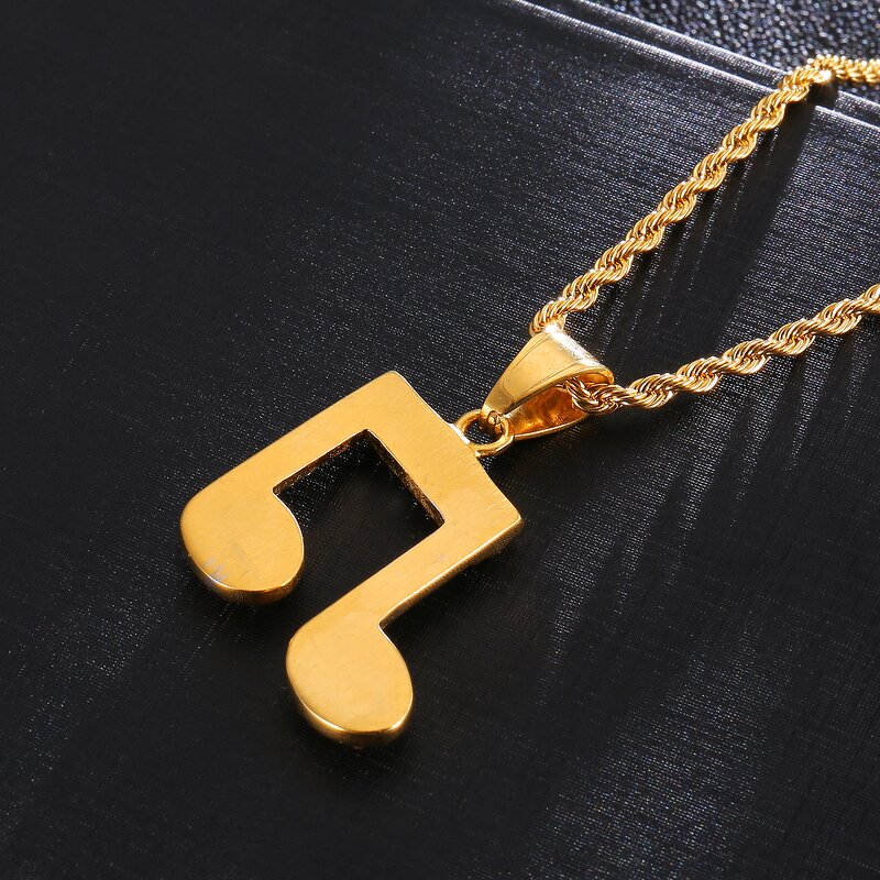 Stainless Steel Music Note Pendant Factory - Micro Paved Iced Out for Men Women