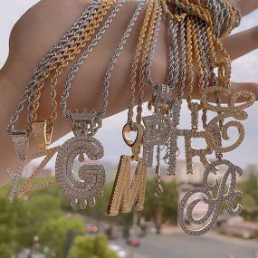 Hip Hop Cubic Zircon Letters Necklace Factory - Custom Alphabet Pendant Iced Out