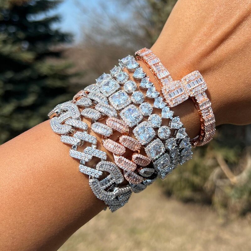 Hip Hop Diamond Bracelets Factory - 14mm Iced Out Prong Cuban Link