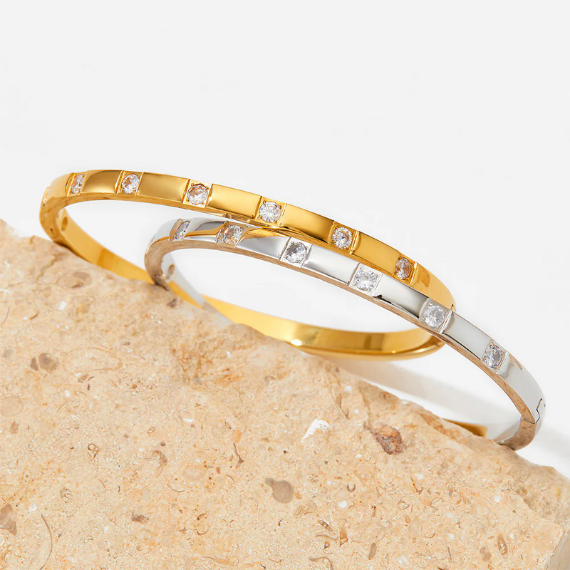 18K Gold Plated Cubic Zirconia Bracelet Factory - Crystal Diamond Bangle for Women