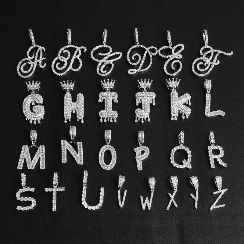 Hip Hop Cubic Zircon Letters Necklace Factory - Custom Alphabet Pendant Iced Out