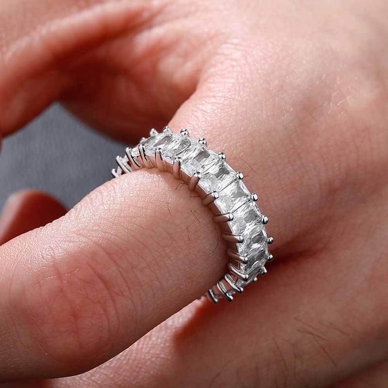 European Trendy Hip-Hop Ring Manufacturer - 6mm Single Row Square Zircon Copper