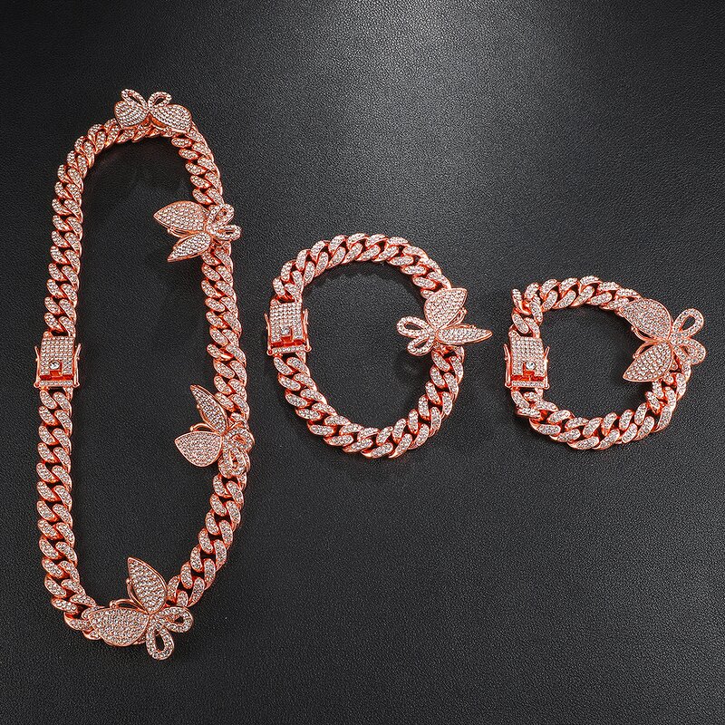 Butterfly Anklet Set Manufacturer - 12mm Cuban Link Chain Necklace Bracelet