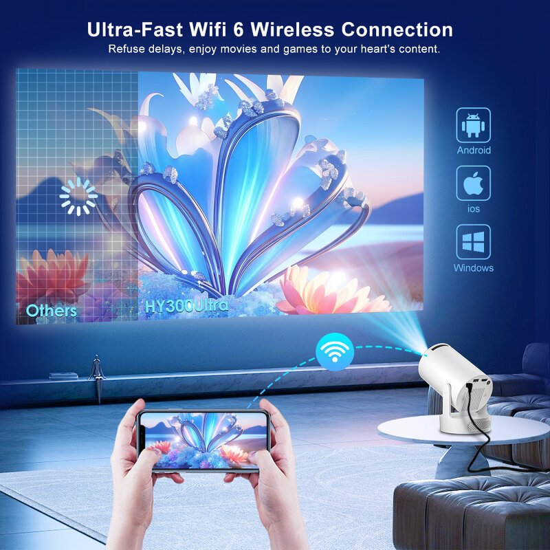 Portable Projector Manufacturer - 2025 HY300 Ultra 170 ANSI Android 11 WiFi 6