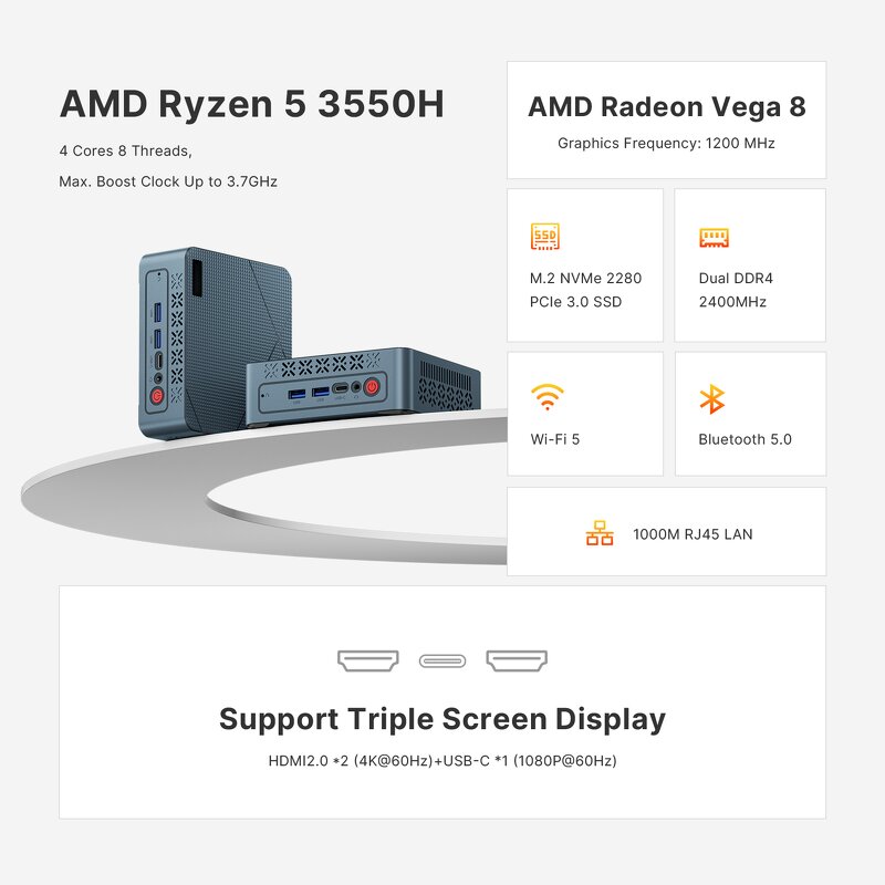 Mini PC Manufacturer - AMD Ryzen 5 3550H 16GB RAM 512GB SSD Windows 11