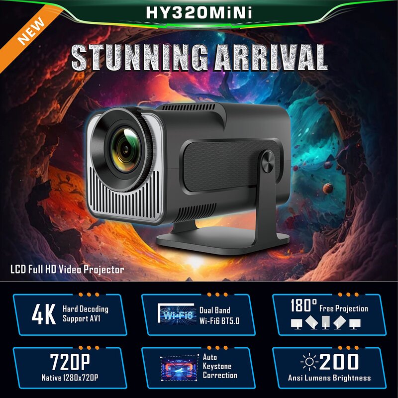 Mini Projecteur Manufacturer - HY320 Mini Support 1080P 4K Dual WiFi Android