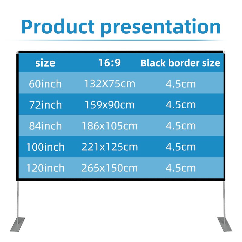 Projector Screen with Stand Manufacturer - Hot Selling 100 120 Inch Portable
