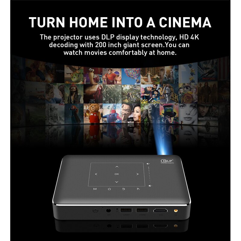 Smart Projector Factory - P10 New Arrival 4K 3D Android 4G+32G DLP