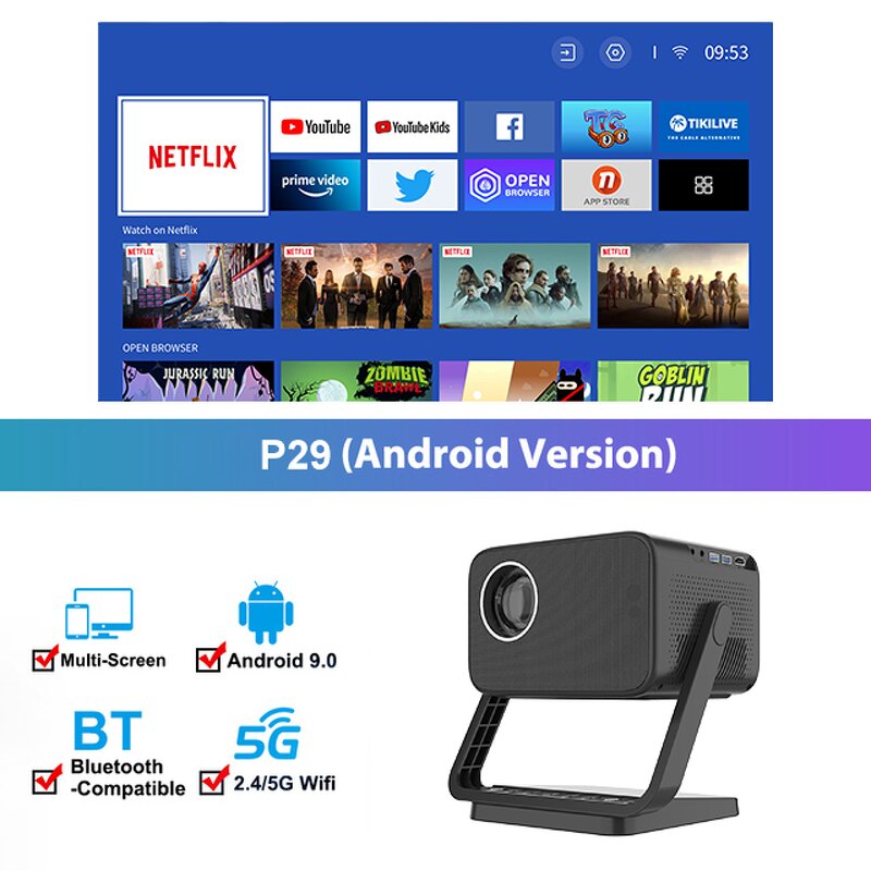 LCD Projector Manufacturer - P29 Wholesale Android 9.0 1080P 8500 Lumens