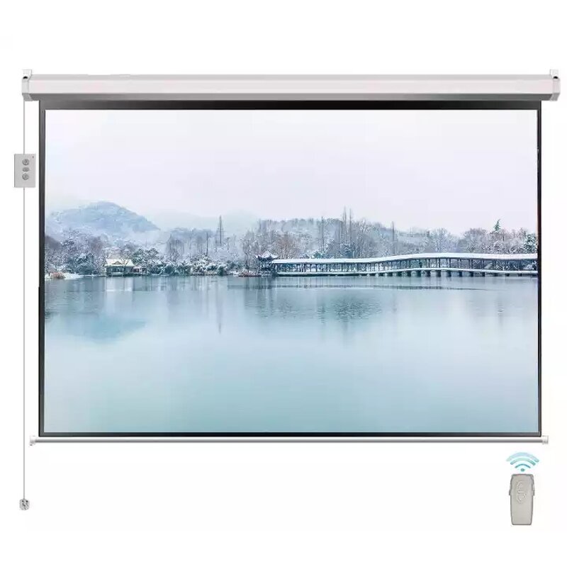 Motorized Projector Screen Manufacturer - 84-120 Inch Matte White for Home Office