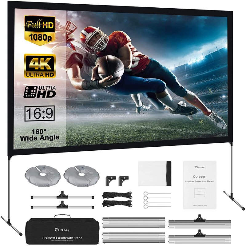 Projection Screen Manufacturer - 100 Inch 16:9 Portable 4K Fast Fold with Stand
