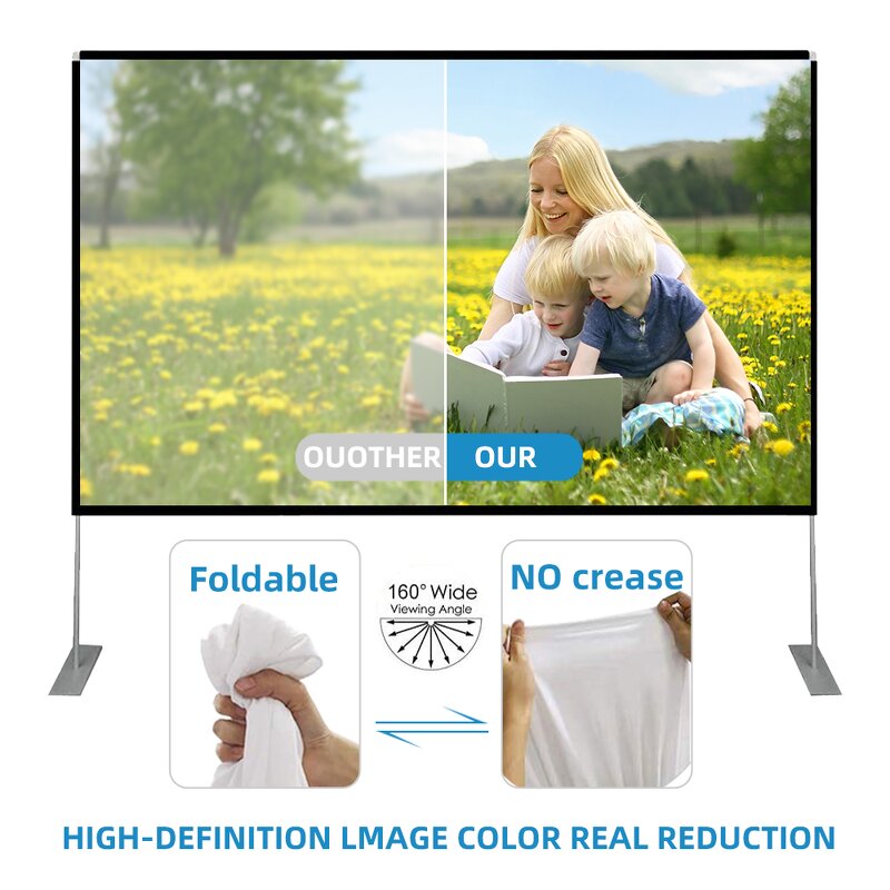 Projector Screen with Stand Manufacturer - Hot Selling 100 120 Inch Portable