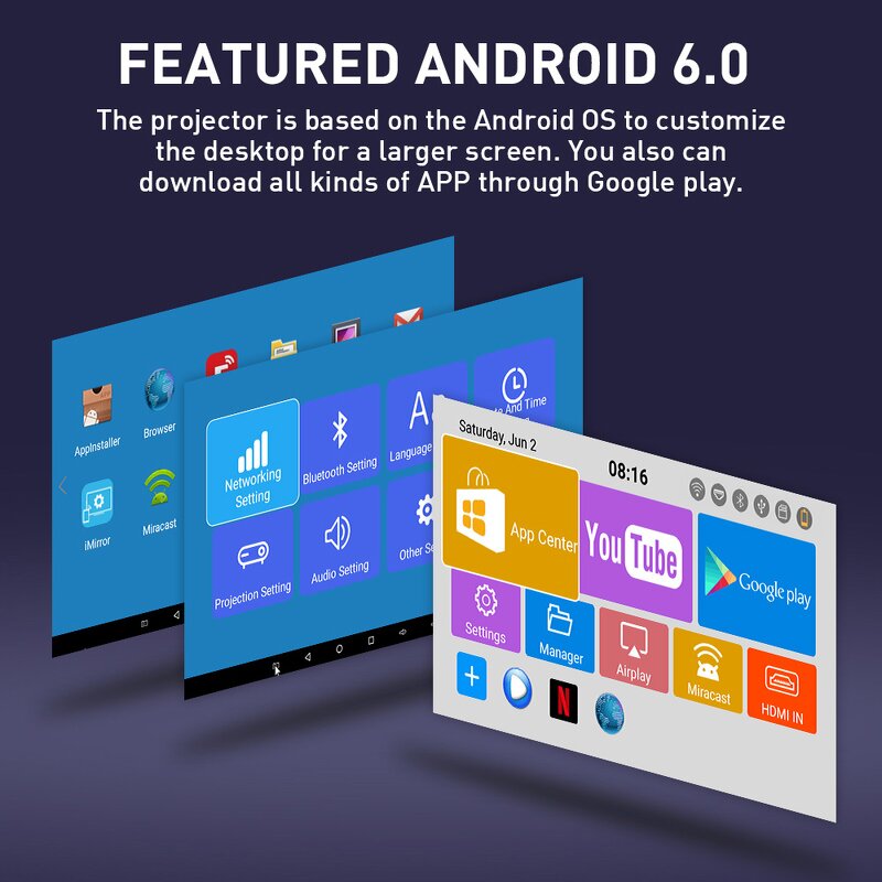 DLP Projector Manufacturer - New Design Android 9.0 4K WiFi Miracast Airplay