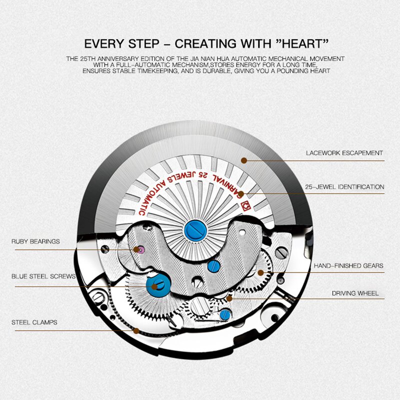 Skeleton Mechanical Watch Factory - Carnival Luxury 5 Hand 12/24 Hour Calendar