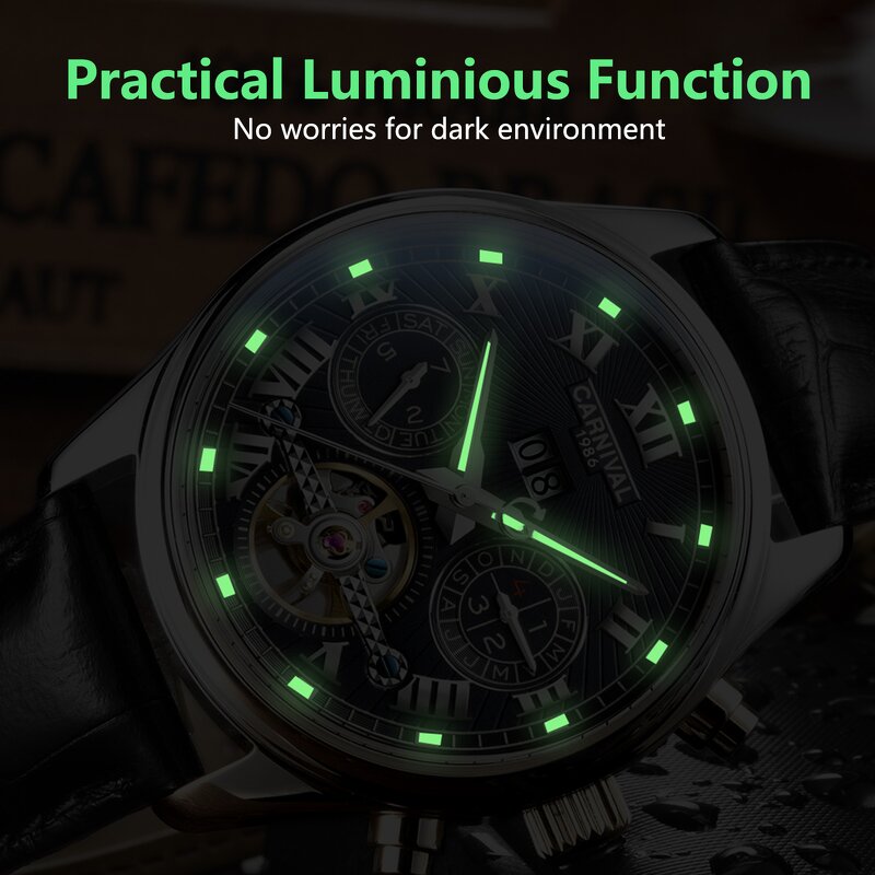 Skeleton Mechanical Watch Factory - Carnival Luxury 5 Hand 12/24 Hour Calendar