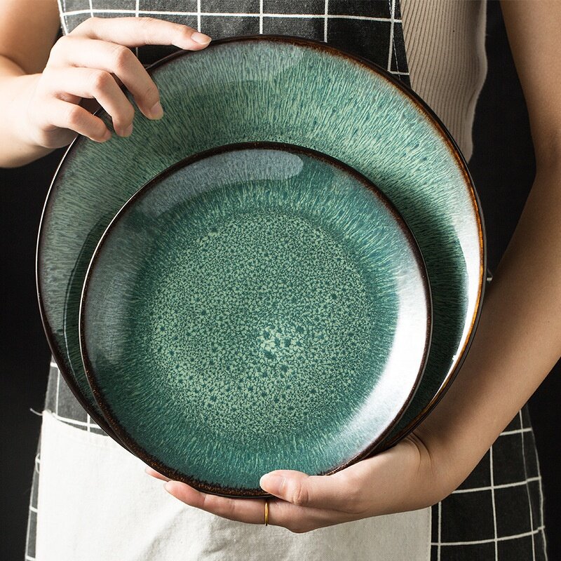 Ceramic Tableware Set Manufacturer - OEM/ODM Peacock Green Bowl Plate