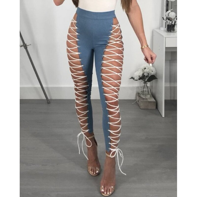 Leather Leggings Factory - Bulk Side Lace up Gothic Punk